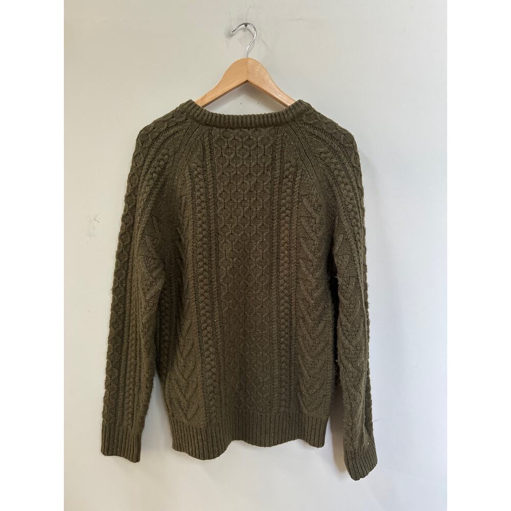 J Crew Sweater Donegal Green Rugged Merino Wool Cable Knit Fisherman Medium - Picture 5 of 5